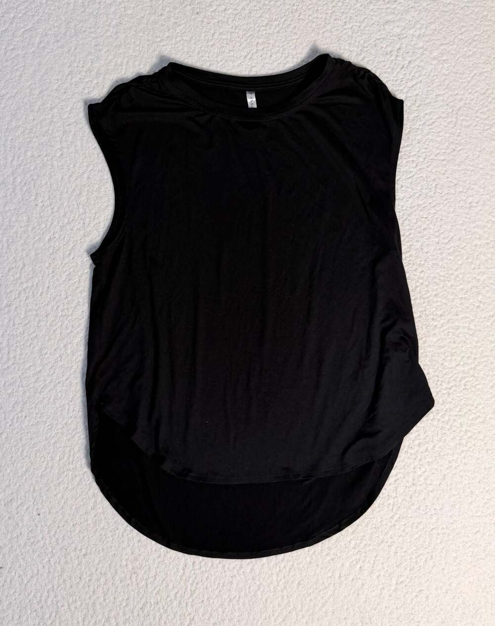 Fabletics Women's Black Sleeveless Tank Top with Shoulder Ruched Detail